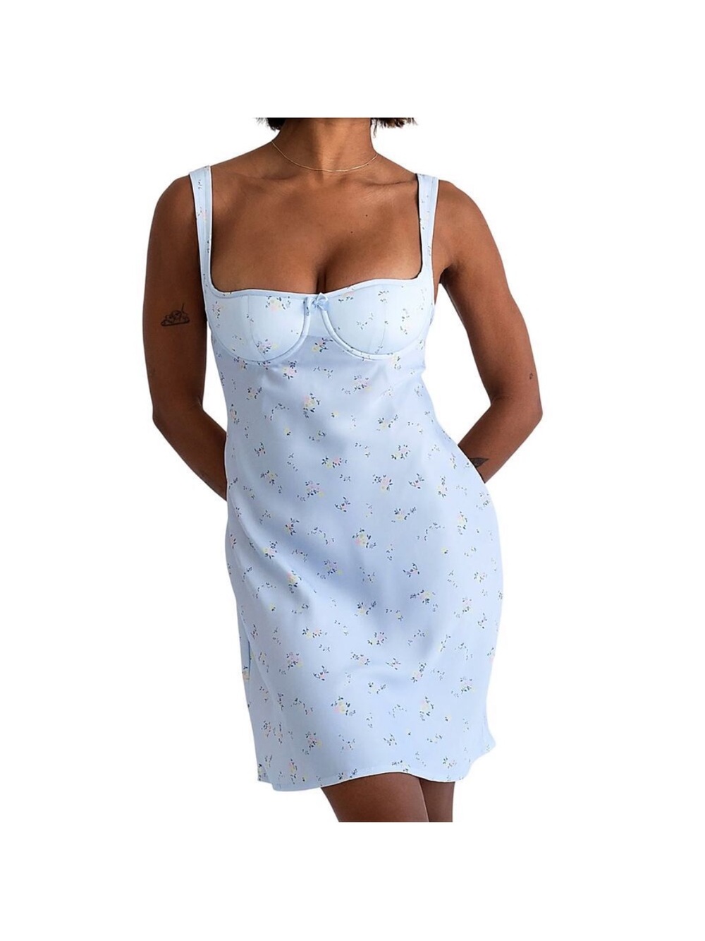 Rumored Blue Retro Floral Print Mini Dress Small Loverboy Candied Carnation